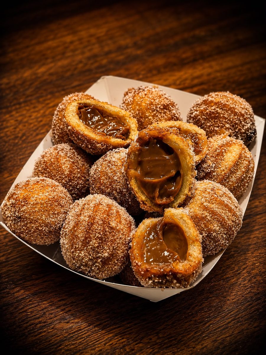 Churros bites filled with dulce de leche