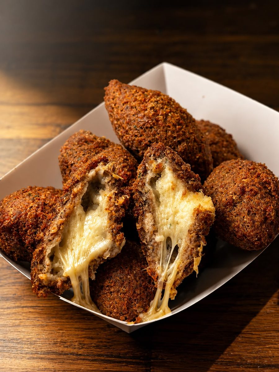 Kibe stuffed with melted cheese
